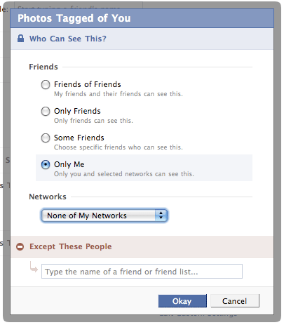 -Facebook Tagged Photo Privacy Settings Screenshot-